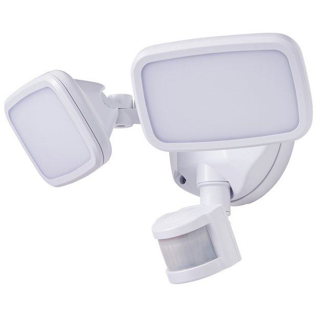 Zinc Twin LED PIR floodlight white outdoor light, imported from the UK