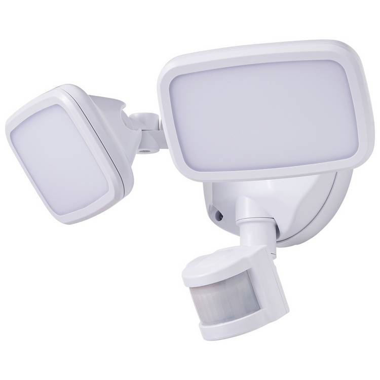 Zinc Twin LED PIR floodlight white outdoor light, imported from the UK