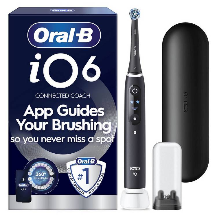 Oral-B iO6 Black electric toothbrush, imported from the UK