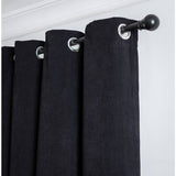 Habitat corduroy eyelet curtains black 117x137cm, imported from the UK