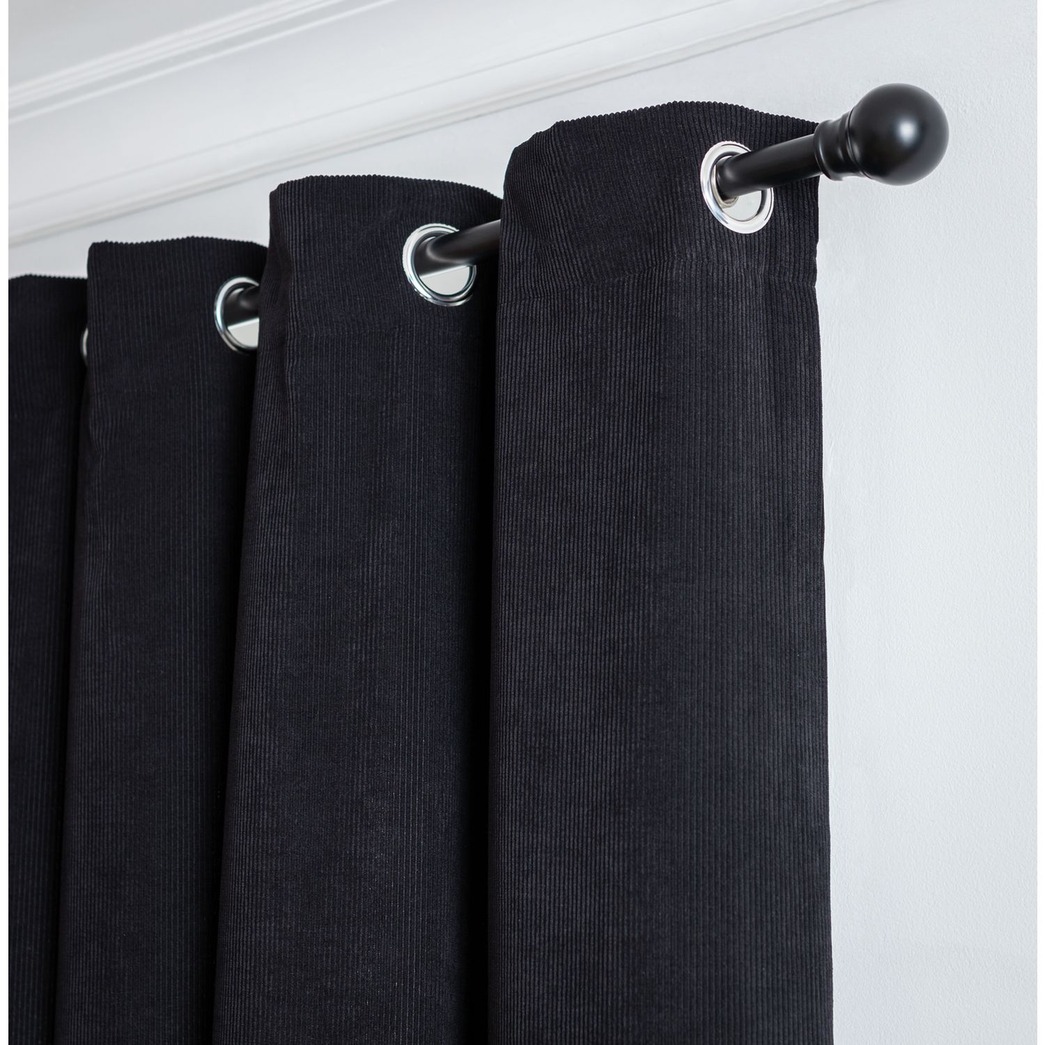 Habitat Cord Eyelet Curtains - Black - 168x229cm