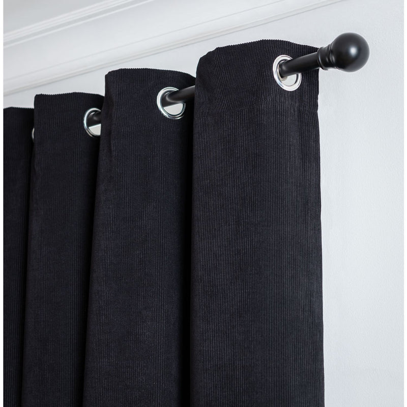 Habitat Cord Eyelet Curtains - Black - 168x229cm