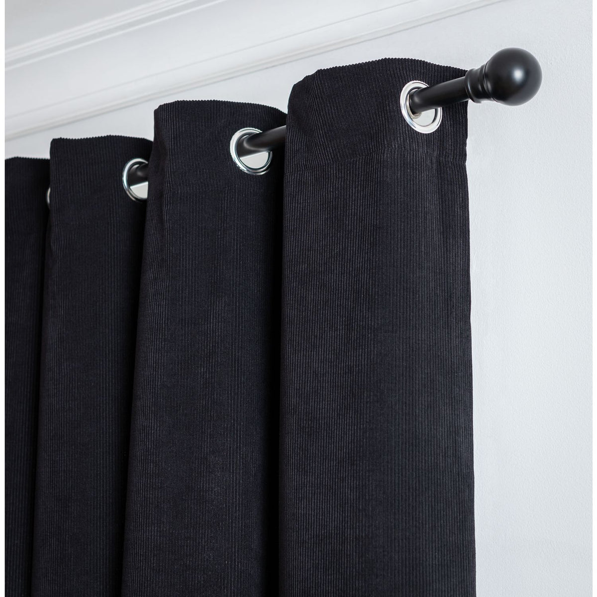 Habitat Cord Eyelet Curtains - Black - 168x229cm