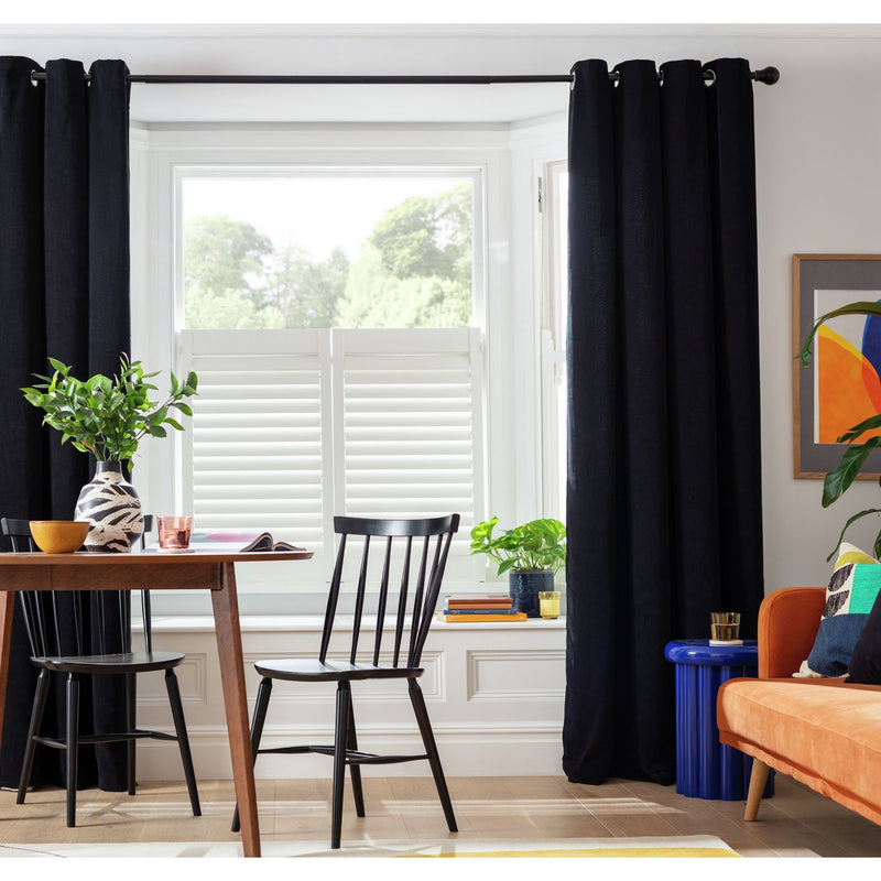 Habitat Cord Eyelet Curtains - Black - 168x229cm