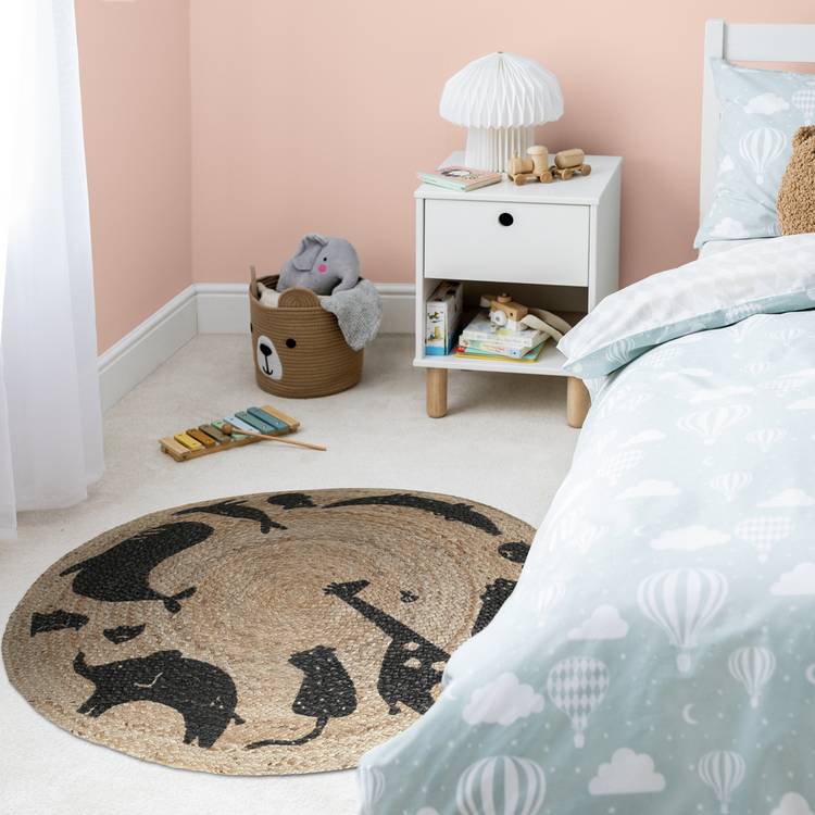 Habitat kids animal print round jute rug 100cm - British product