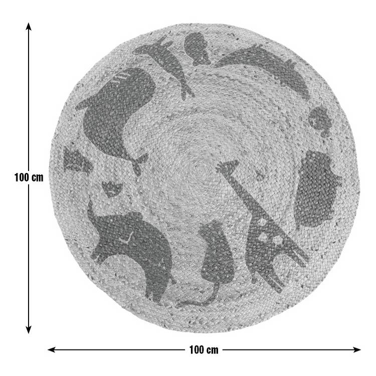 Habitat kids animal print round jute rug 100cm - British product
