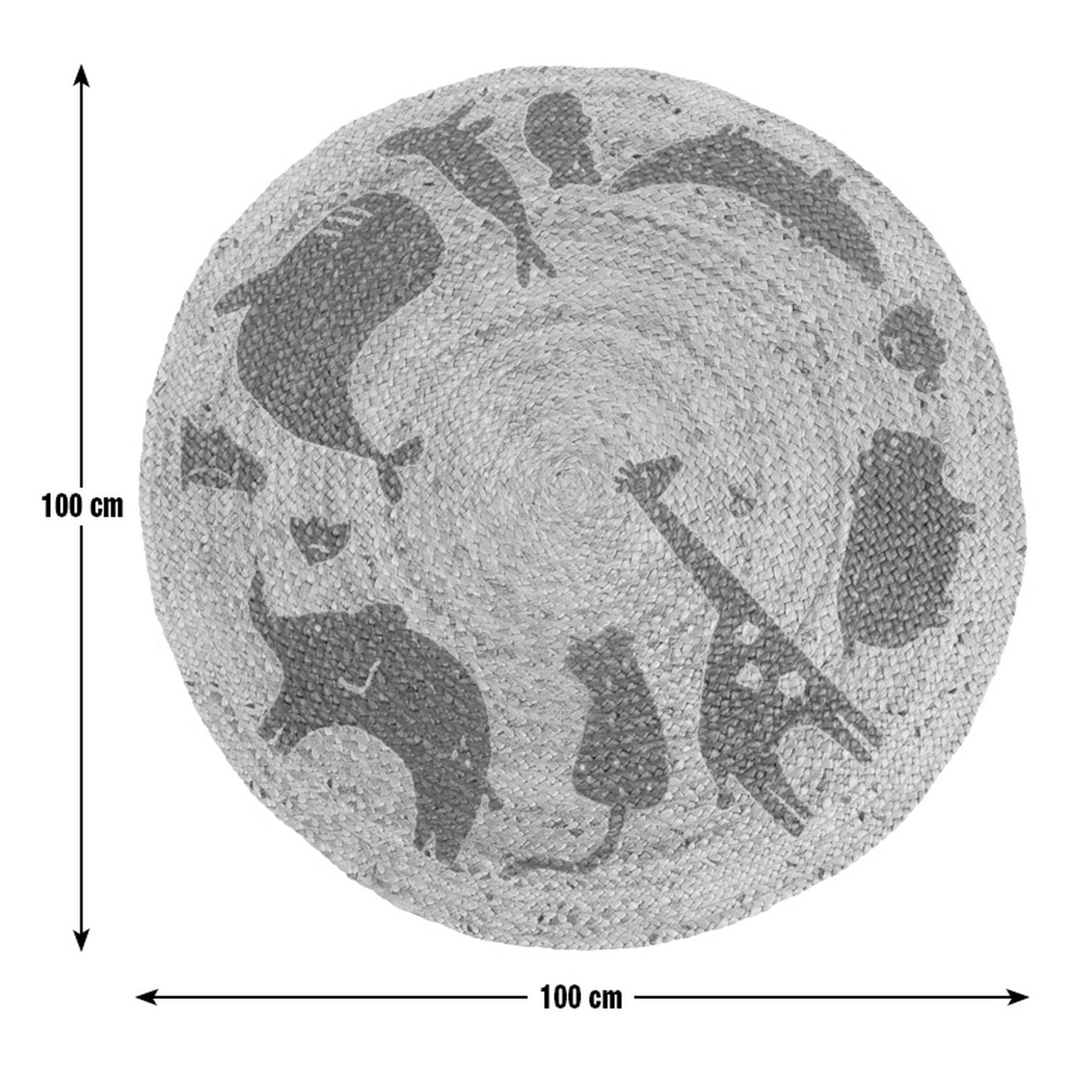 Habitat kids animal print round jute rug 100cm - British product