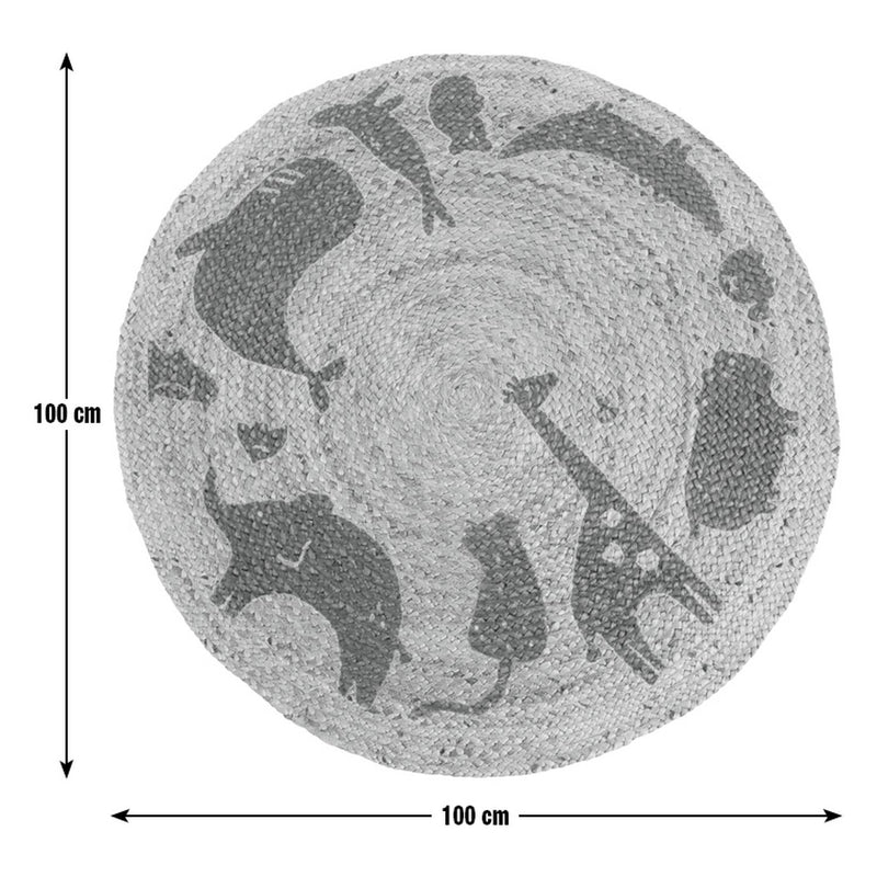 Habitat kids animal print round jute rug 100cm - British product