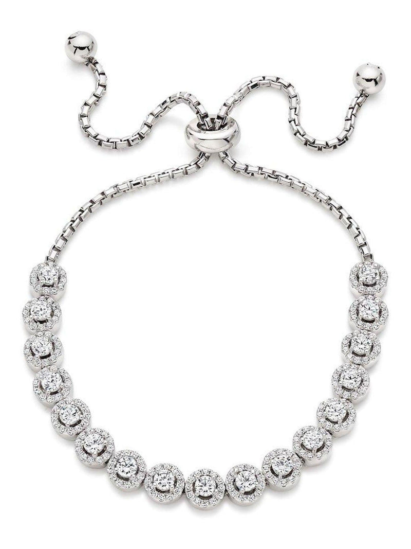 Silver Cubic Zirconia Halo Bracelet 26cm (British brand)