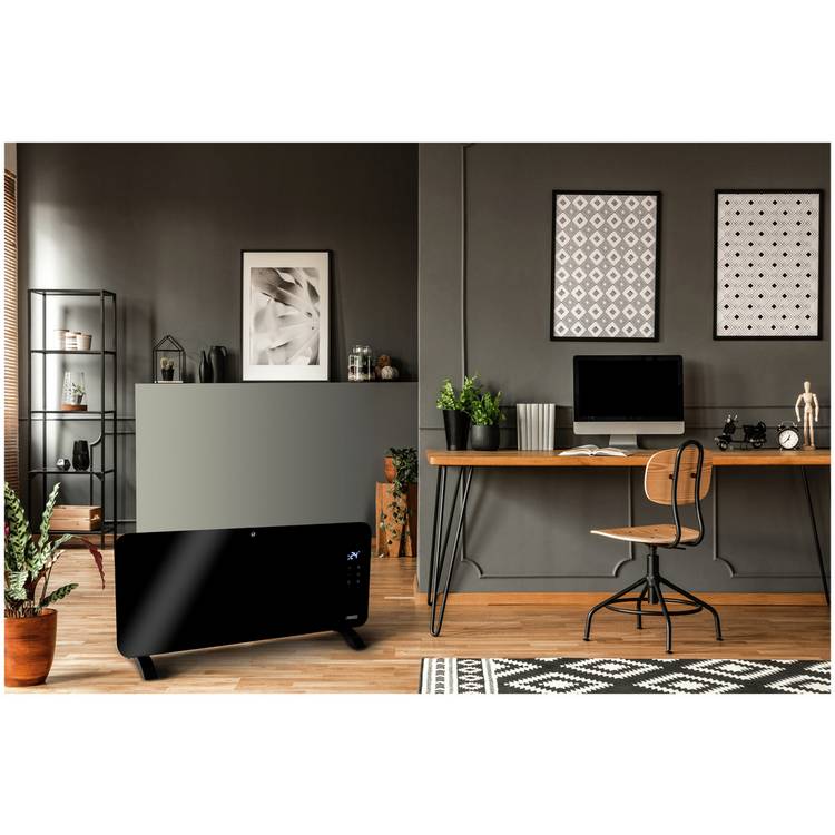 Princess glass panel heater 2kW black, UK version