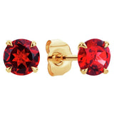 Revere 9ct yellow gold created ruby stud earrings - British product