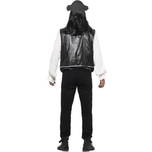 Smiffys pirate set black hat waistcoat belt, UK version