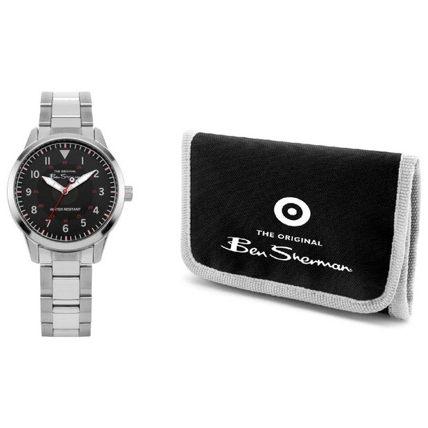 Ben Sherman kid's watch set with silver stainless steel bracelet (British brand)