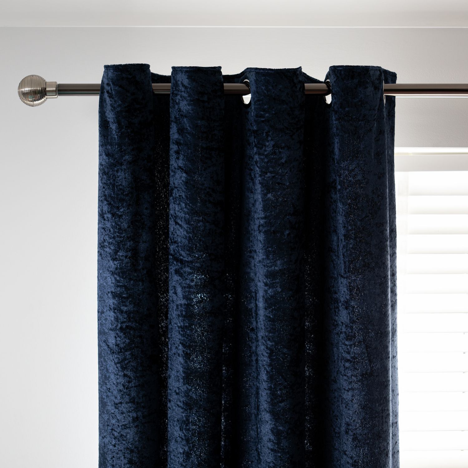Argos Home Crushed Velvet Eyelet Curtains - Blue - 168x183cm