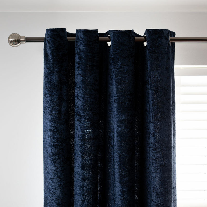 Argos Home Crushed Velvet Eyelet Curtains - Blue - 168x183cm