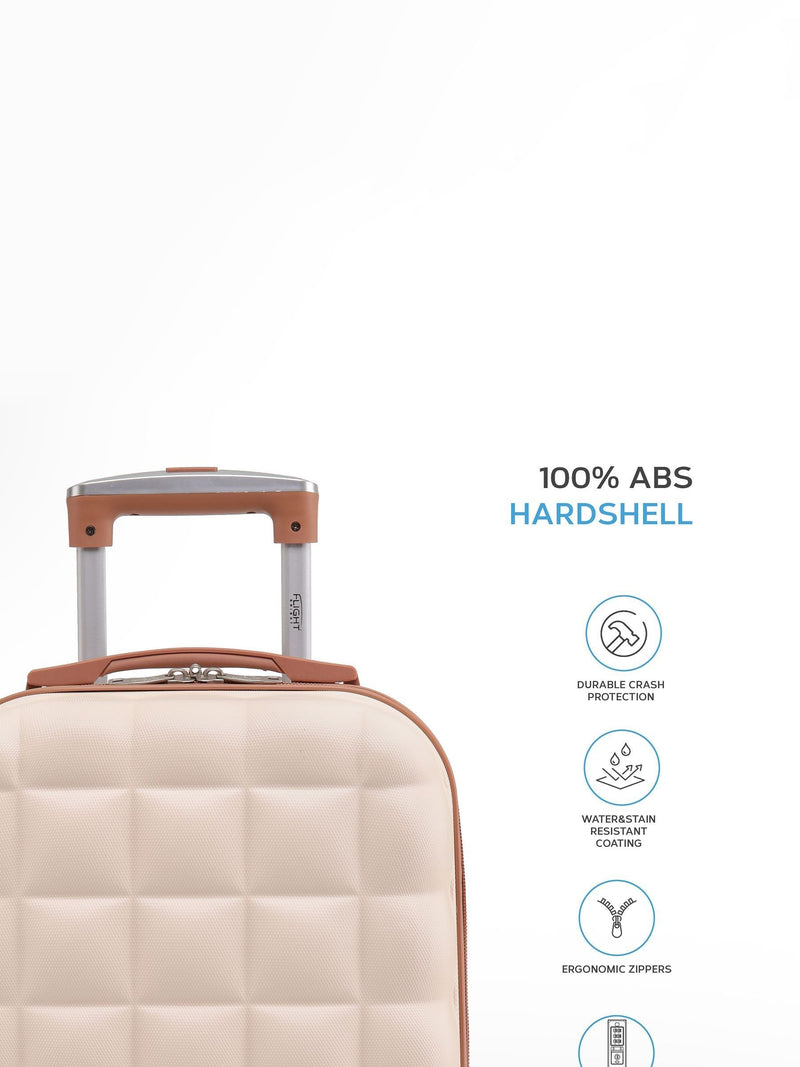 Flight Knight cream cabin suitcase 55x35x20cm, imported from the UK