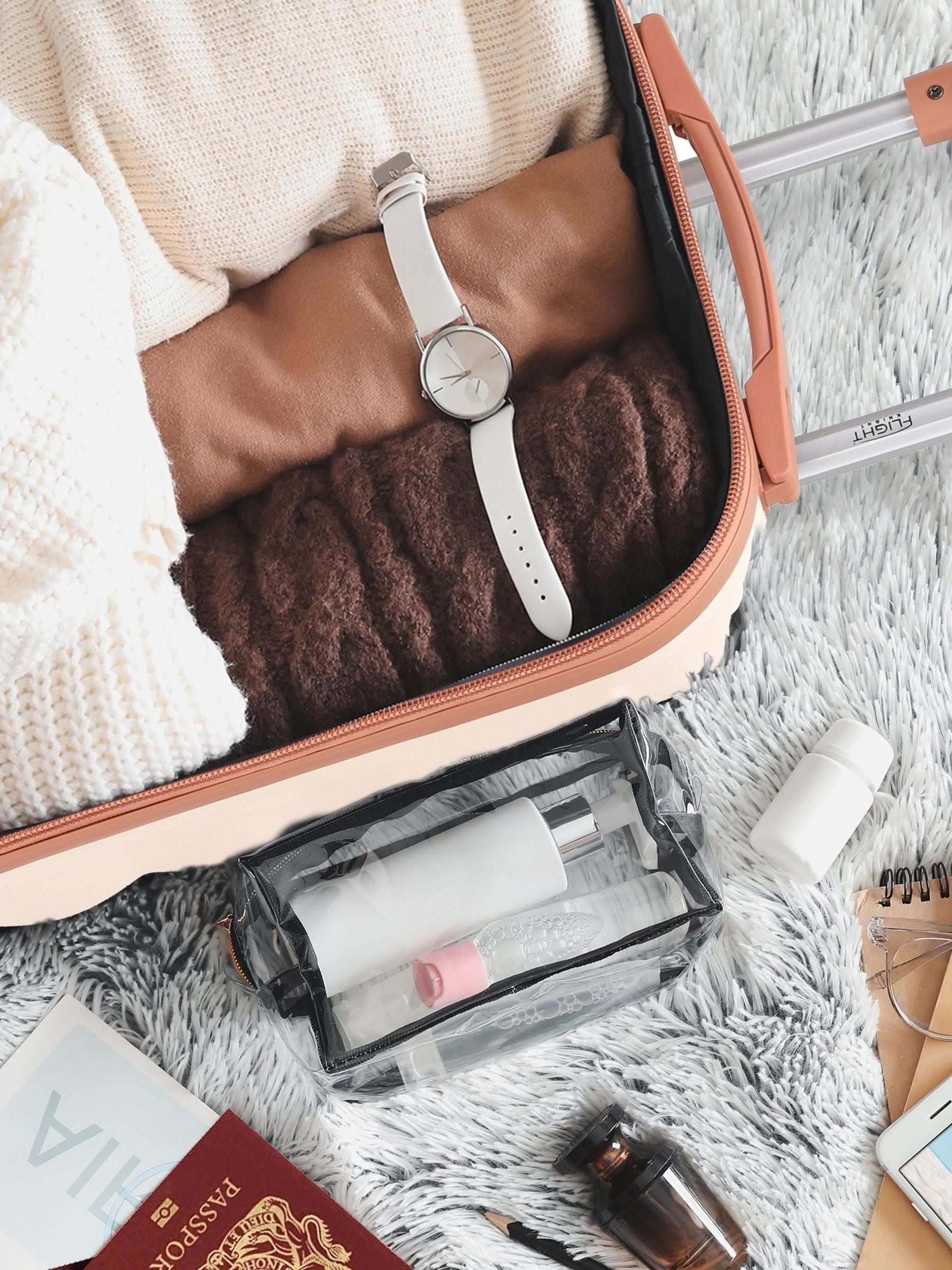 Flight Knight cream cabin suitcase 55x35x20cm, imported from the UK