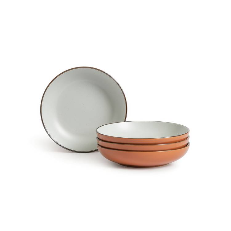 Habitat speckle stoneware pasta bowl set rust 4 piece, UK version