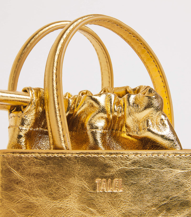 Talel Paris metallic leather triangle top-handle bag (British brand)