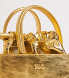 Talel Paris metallic leather triangle top-handle bag (British brand)