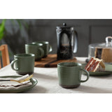 Habitat textured ripple sage mugs set of 4 (British brand)