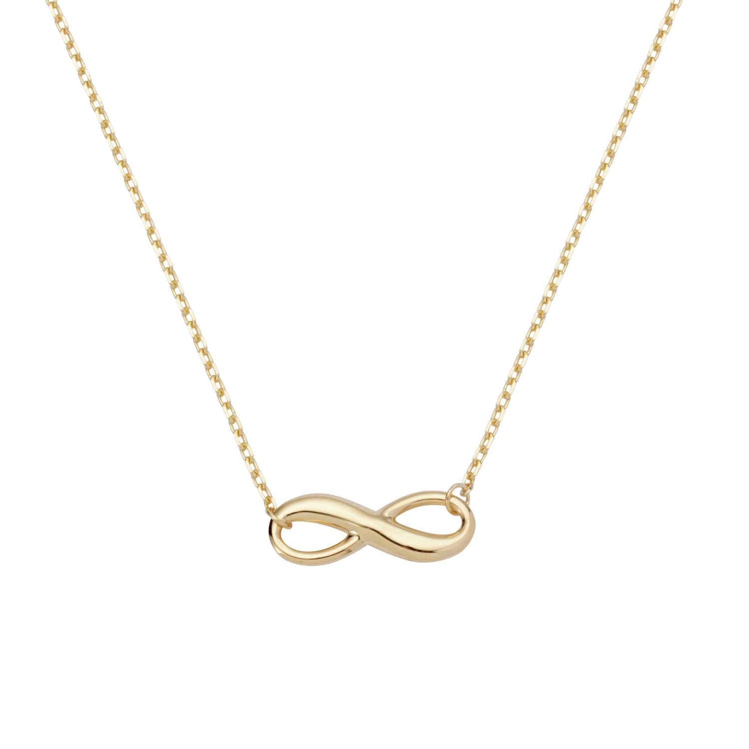 Revere 9ct yellow gold infinity pendant necklace, imported from the UK