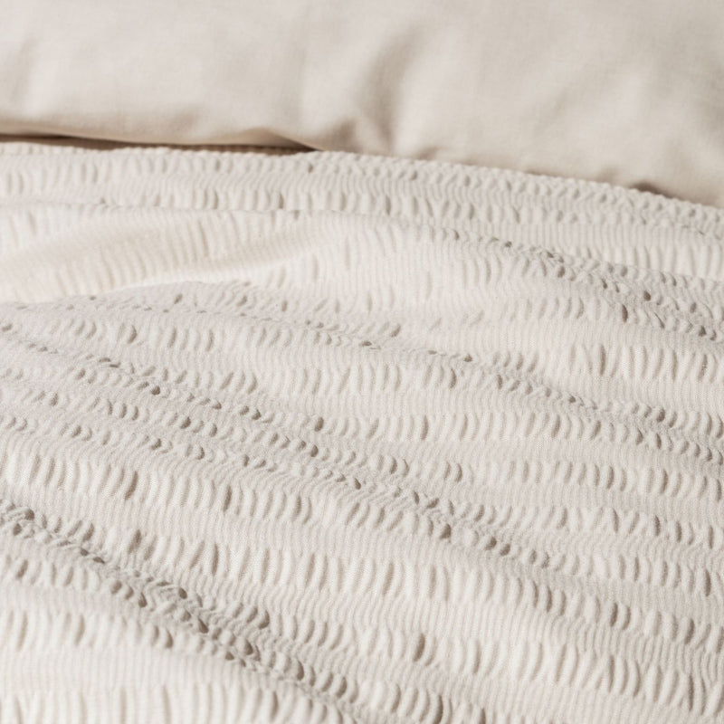 Habitat Seersucker Plain Taupe Bedding Set - Double