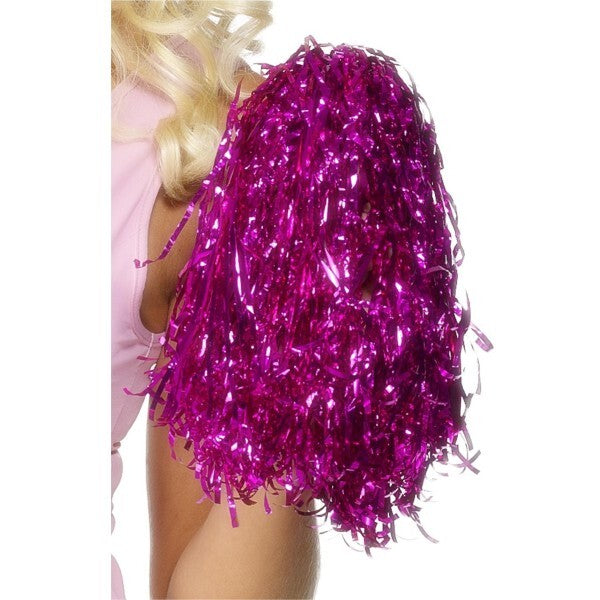 Smiffys metallic pink pom poms pair - British product