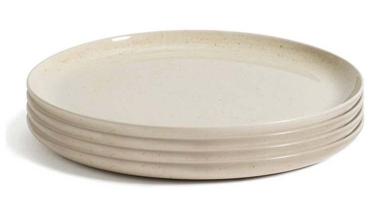 Habitat Evora 4 Piece Stoneware Dinner Plate - Natural GOODS Argos