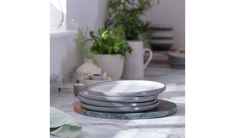 Habitat Speckle 4 Piece Stoneware Dinner Plate - Grey GOODS Argos