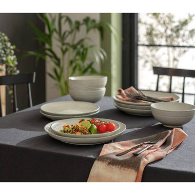 Argos Habitat Textured Ripple 12 Piece Dinner Set - Chalk Grey- Buy online at McGrocer