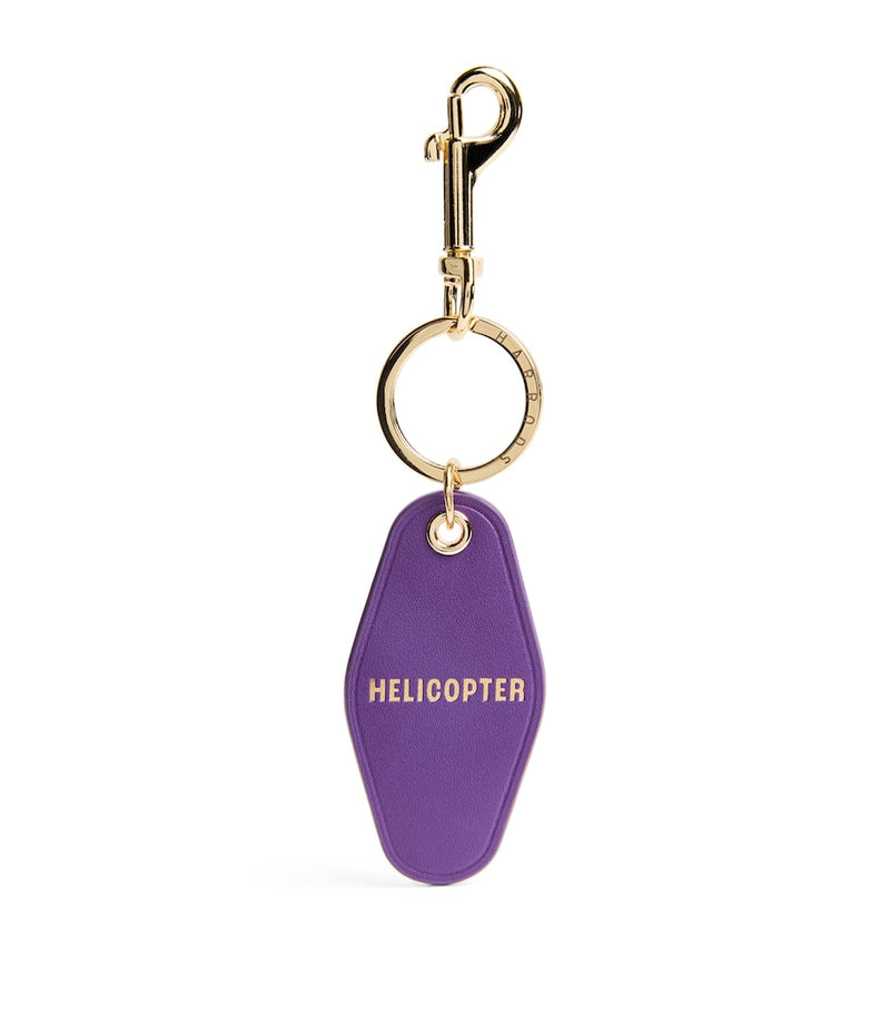 Harrods helicopter tag keyring in purple leather, UK version