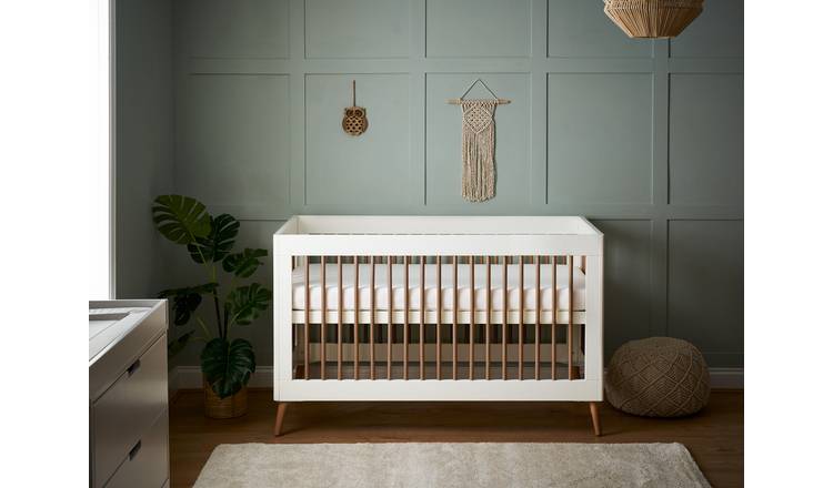 Obaby Maya Baby Cot Bed - White & Acacia