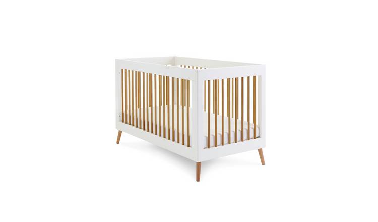 Obaby Maya Baby Cot Bed - White & Acacia