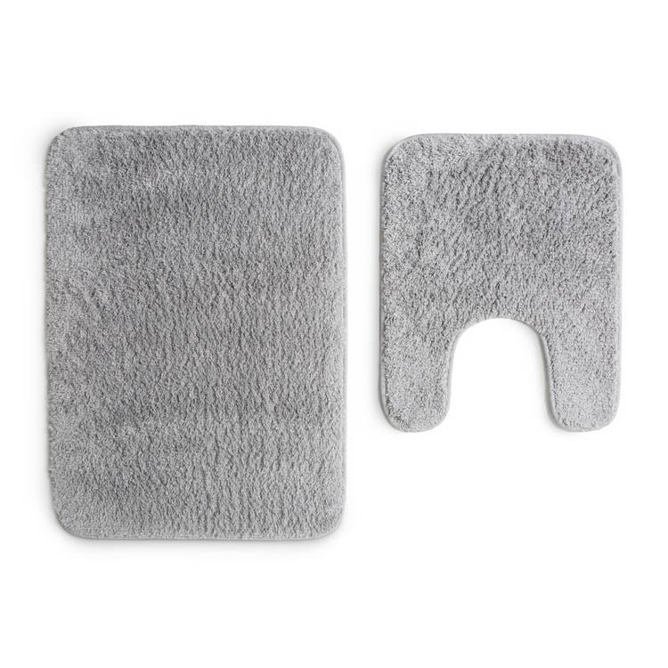 Argos Home silver tufted bath mat set 70x50cm and 50x40cm, UK version