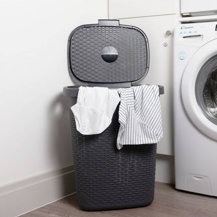 Addis rattan laundry basket charcoal 50 litre, imported from the UK