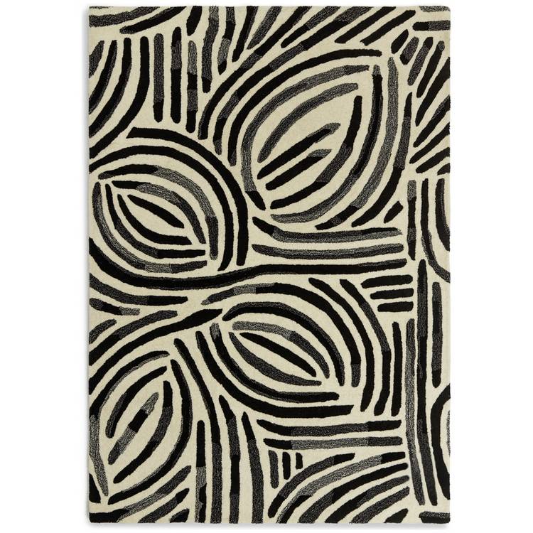 Habitat Skandi Brush Marks black white cut pile rug 120x170cm - British product