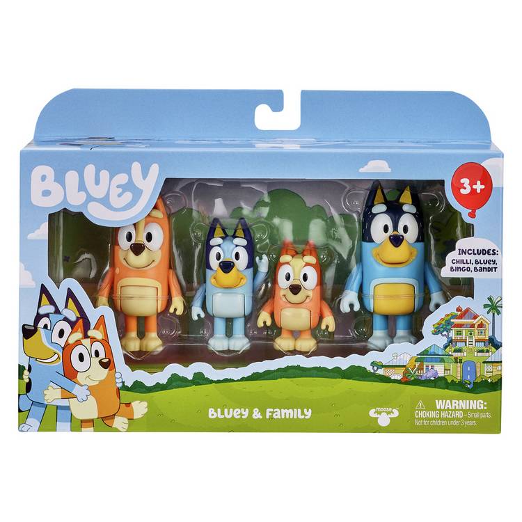 Bluey character figures family pack 4 pack, imported from the UK