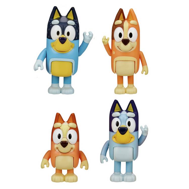 Bluey character figures family pack 4 pack, imported from the UK