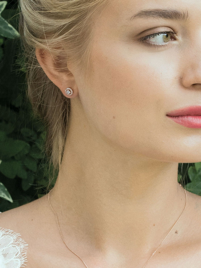 Ivory & Co rose gold Balmoral crystal dainty earrings, UK version