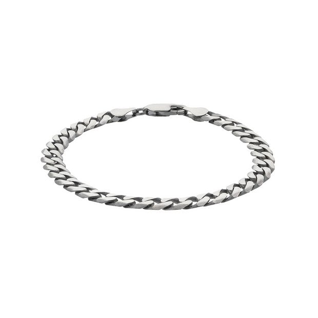 Revere men's sterling silver oxidised curb bracelet (British brand)
