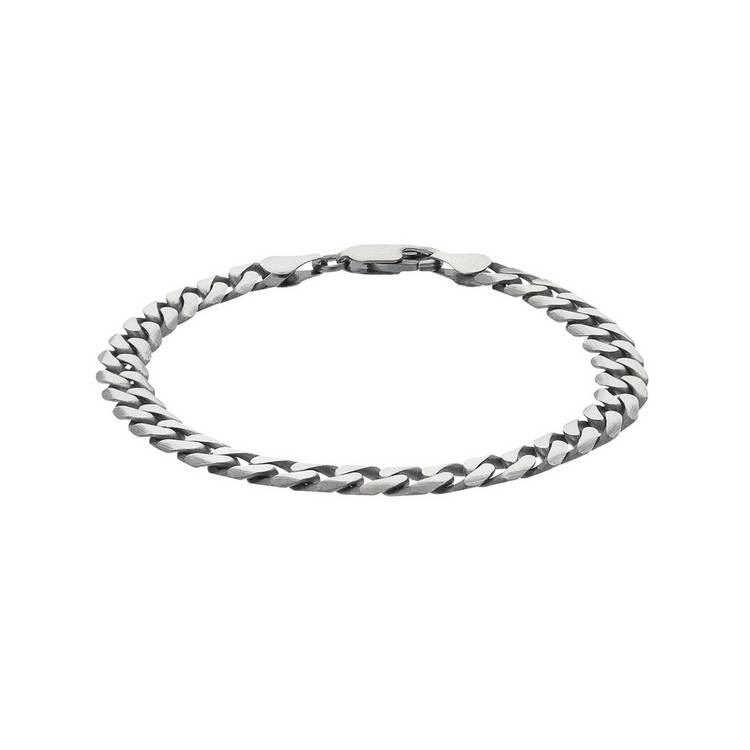 Revere men's sterling silver oxidised curb bracelet (British brand)