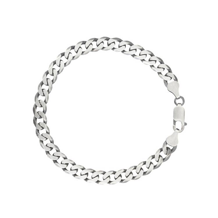 Revere men's sterling silver oxidised curb bracelet (British brand)