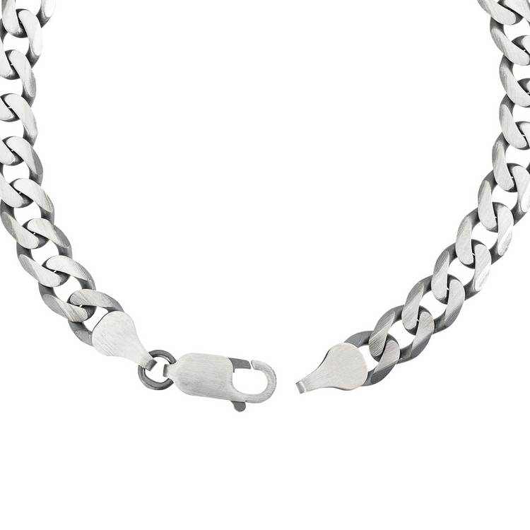 Revere men's sterling silver oxidised curb bracelet (British brand)