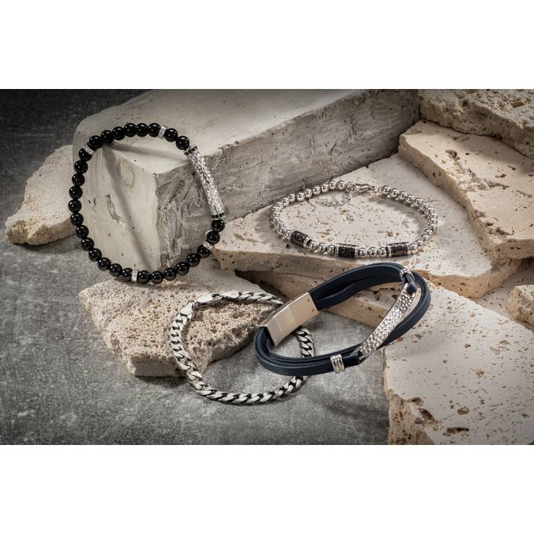 Revere men's sterling silver oxidised curb bracelet (British brand)