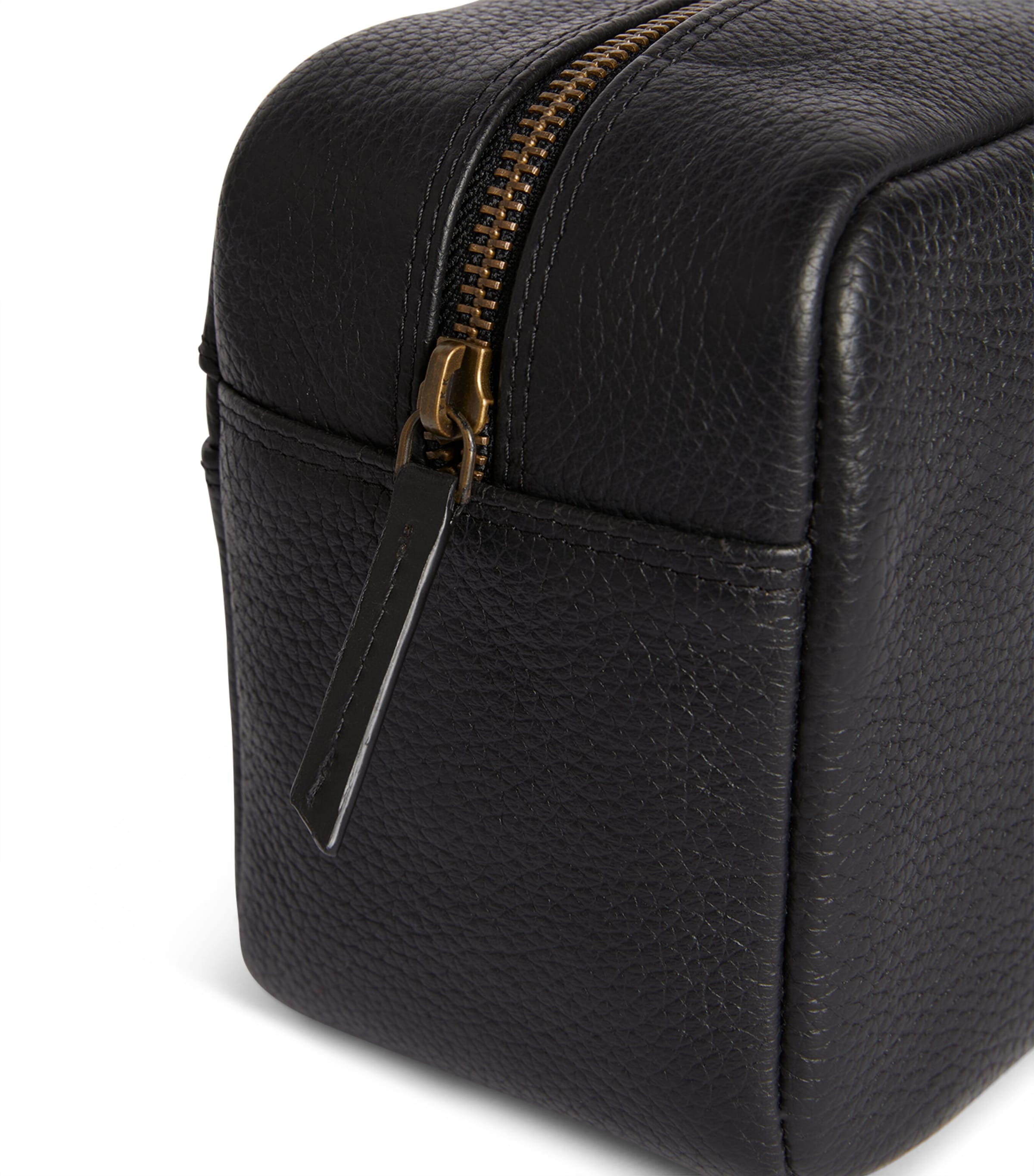 Barbour leather travel wash bag with grab handle and exterior pocket - British product