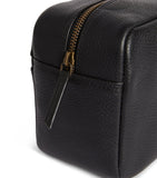 Barbour leather travel wash bag with grab handle and exterior pocket - British product