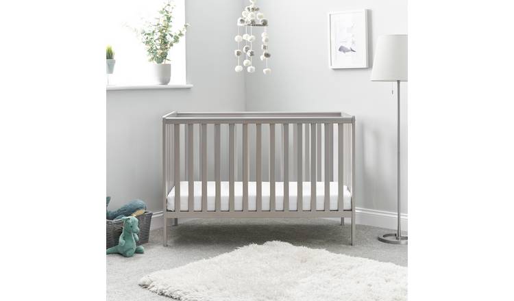 Obaby Bantam Space Saver Cot and Fibre Mattress - Warm Grey