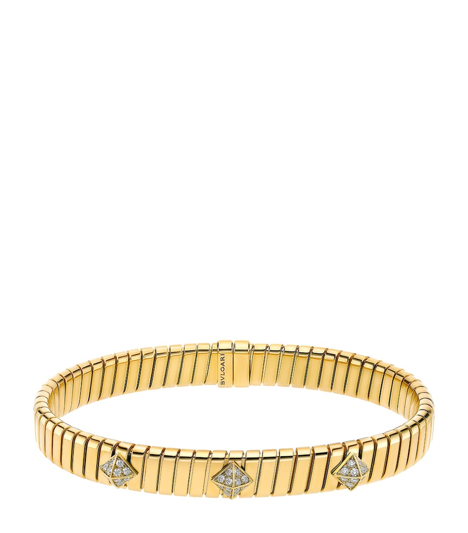 Bvlgari yellow gold Tubogas bangle with diamonds (British brand)