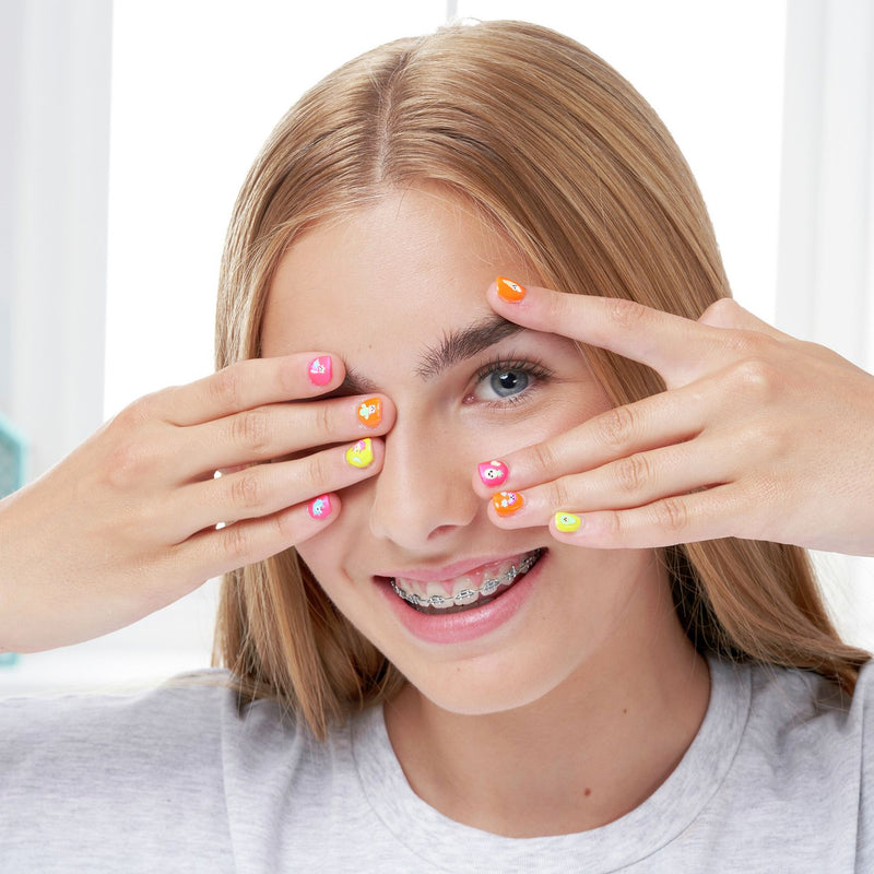 FabLab Glow in the Dark Nail Kit with neon polishes and stickers, UK version